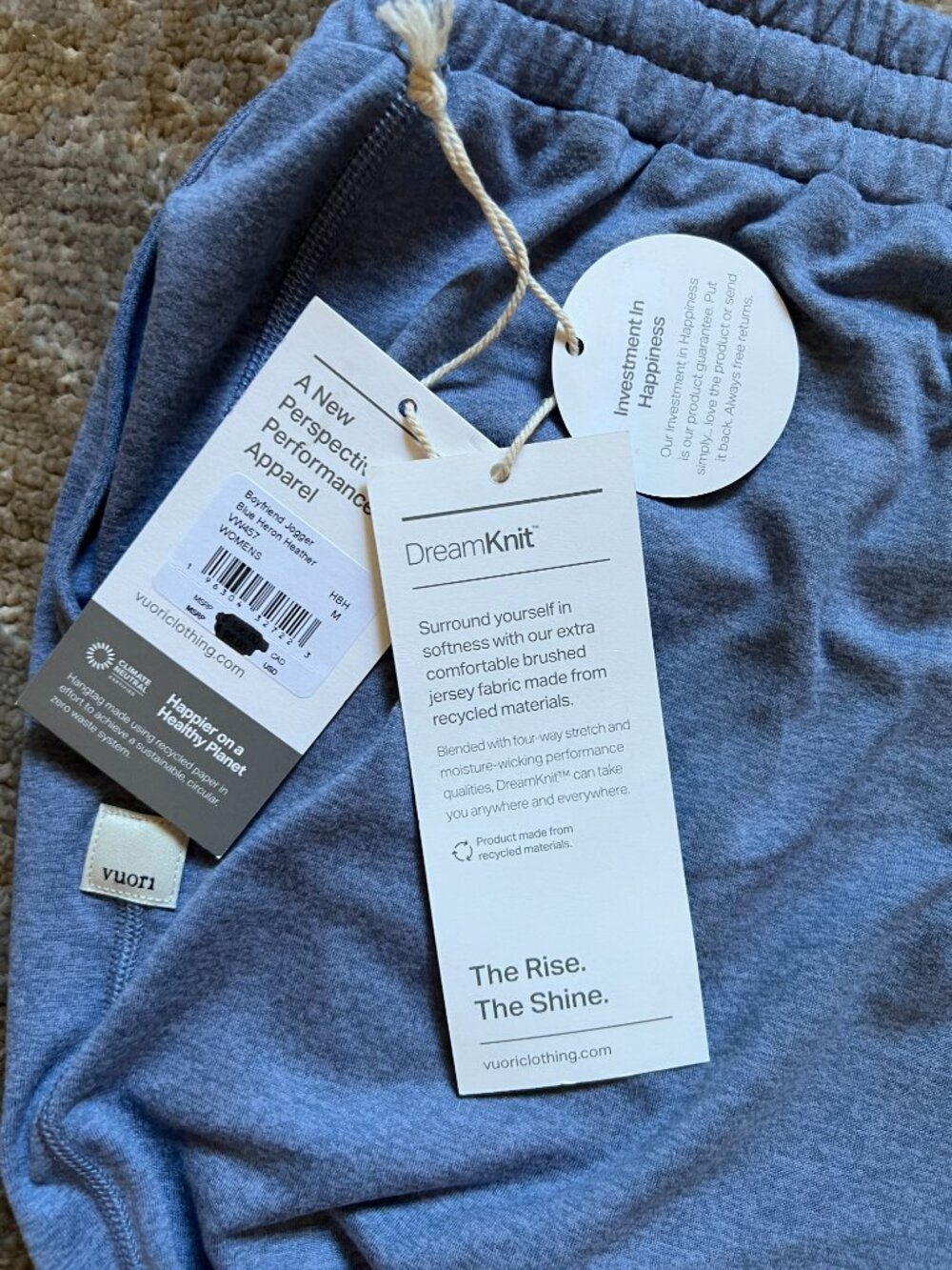 Vuori Boyfriend Jogger Blue Heron Heather Medium NWT - Picture 6 of 12
